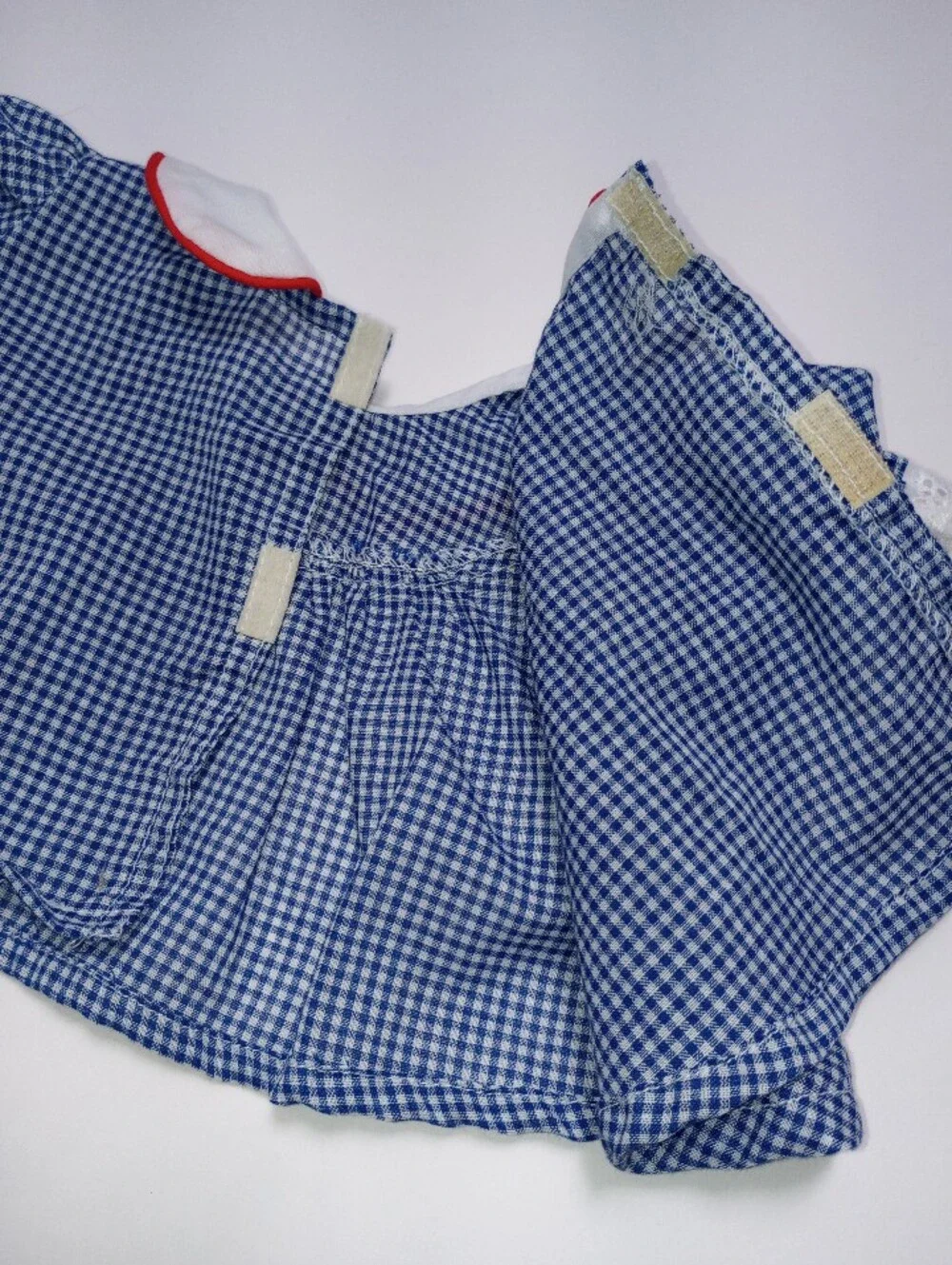 Cabbage Patch Kids Doll Clothes, Dress & Bloomers Blue Check w/Red Piping 15P SS